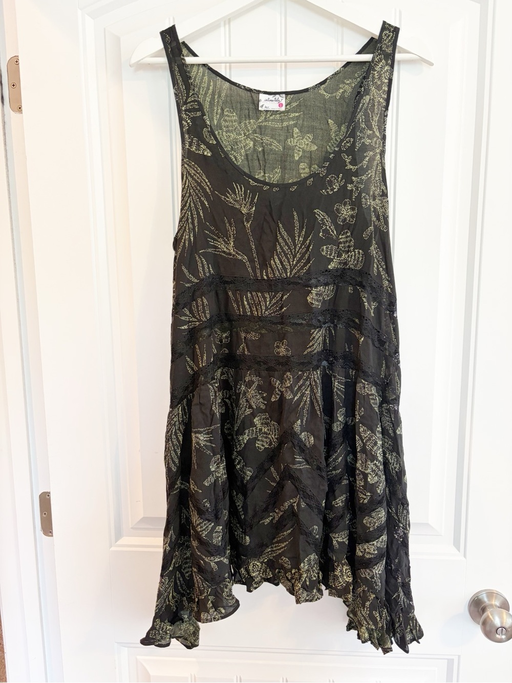 Free People Black Tunic with Gold Leaf Print